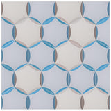 'Hex' grey and blue encaustic pattern