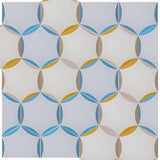 'Hex' blue yellow and grey pattern