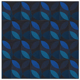 'Leaf' midnight blue encaustic pattern