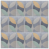 'leaf' pale yellow/mint granito pattern