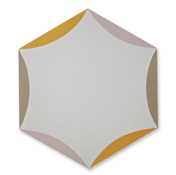 'Hex' yellow and grey encaustic