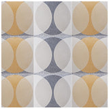 'Double Ellipse' light grey and yellow granito pattern