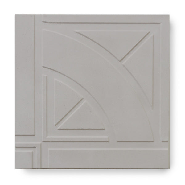 'Quarter Roundel' Mid Grey - 3D Cement Tile (sample)
