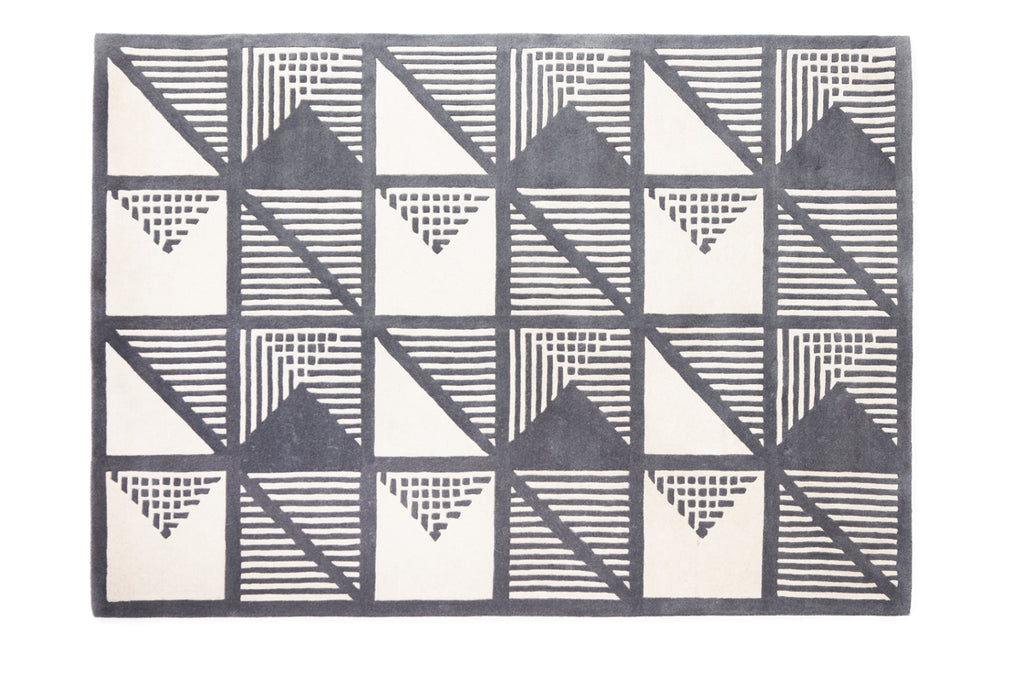 Gridwork two-tone wool rug