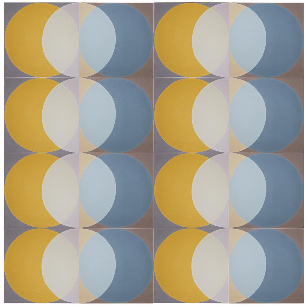 'Ellipse' Blue Encaustic Tile (sample) Lindsey Lang Design Ltd